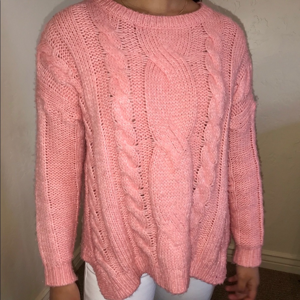 lovely pink knit sweater